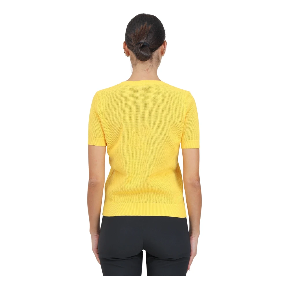 Elisabetta Franchi Gele T-shirt met Rasato Logo Yellow Dames
