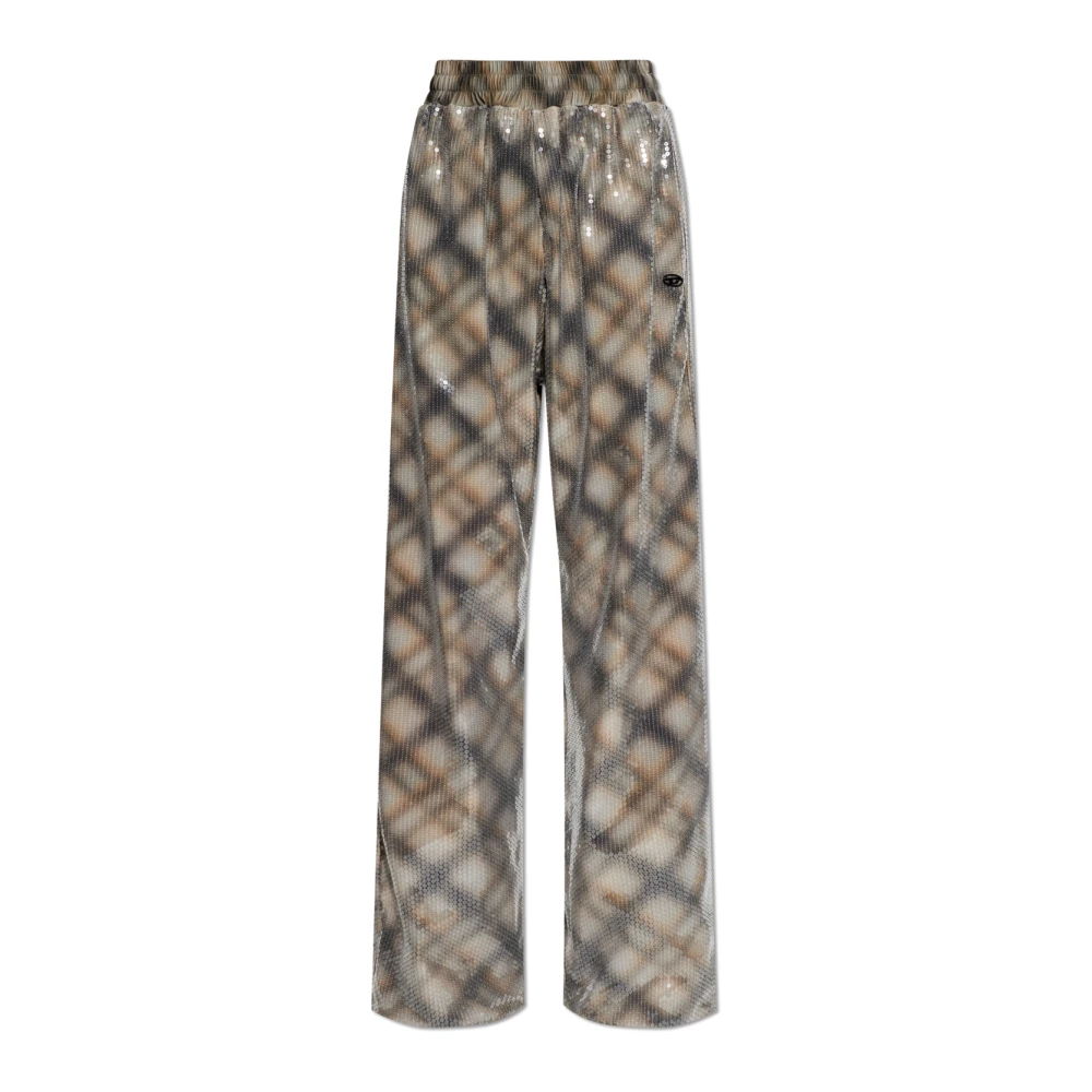 Diesel Vrouw Grijs Broeken Dames, S, Pailletten, P-Erqueen Sequin Broeken
