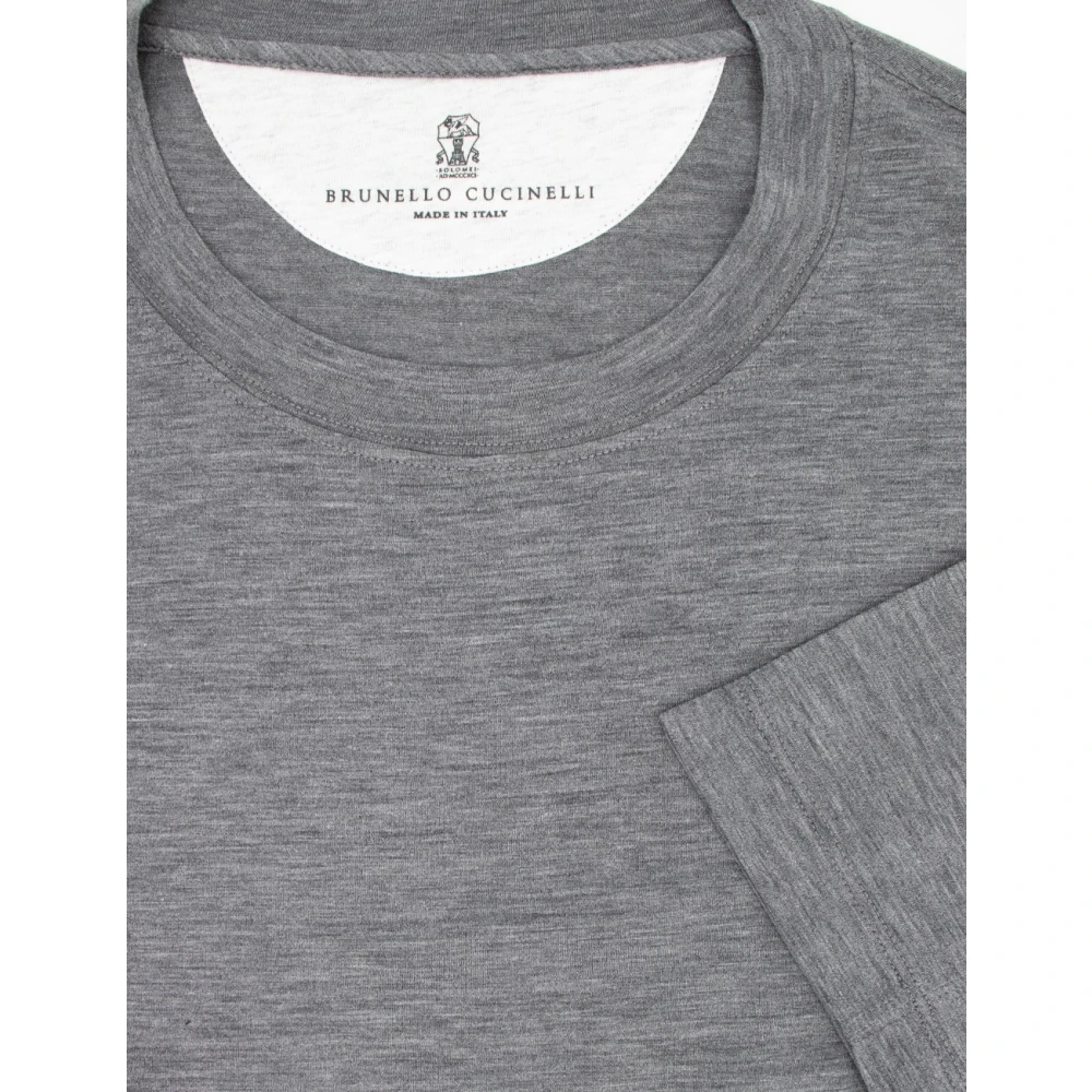 BRUNELLO CUCINELLI Zijden Katoenen T-shirt Comfortabele Pasvorm Gray Heren