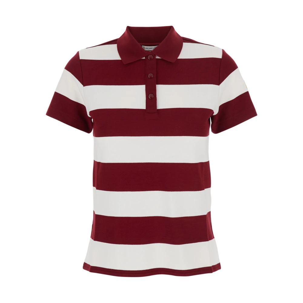 Moncler Red Striped Polo Shirt - Female - Polo Shirts - M - Tops
