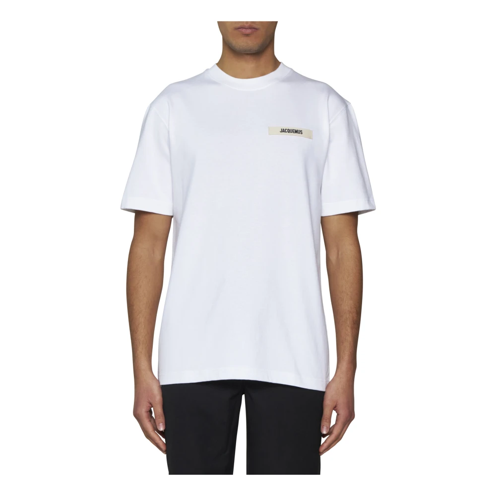 Jacquemus Wit Logo Patch Crew Neck T-shirt White Heren
