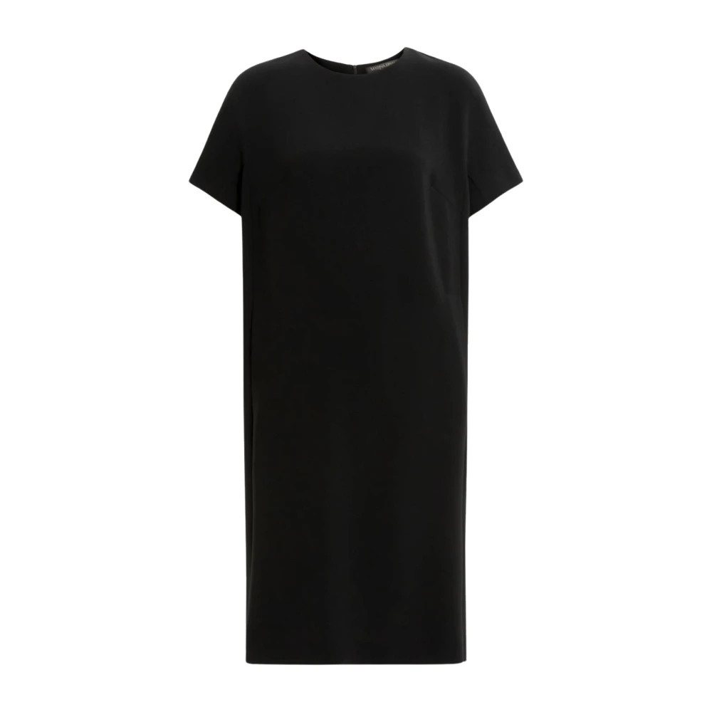 Marina Rinaldi Minimalistische Zwarte Midi Jurk met Crewneck Black Dames