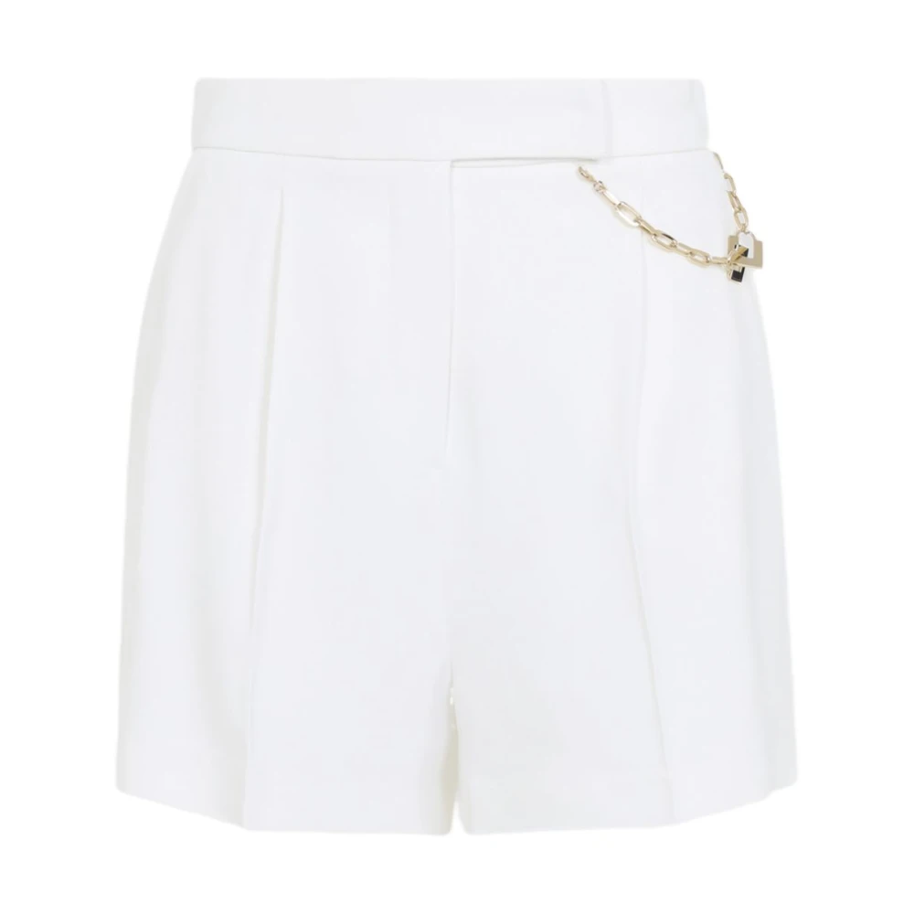 Elisabetta Franchi White Shorts In Gabardine With Jewel Logo - Female - Short Shorts - Xs - Shorts
