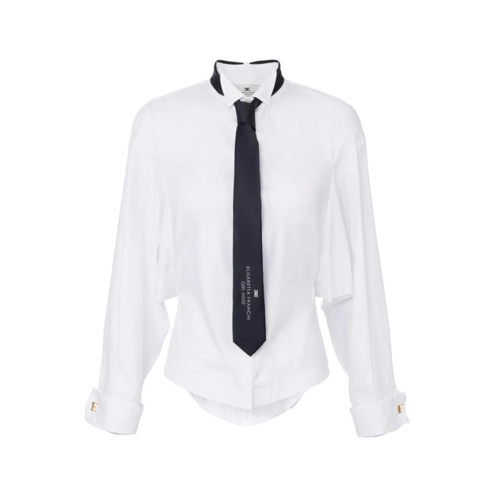 Elisabetta Franchi Women's White Cotton Poplin Shirt With Tie