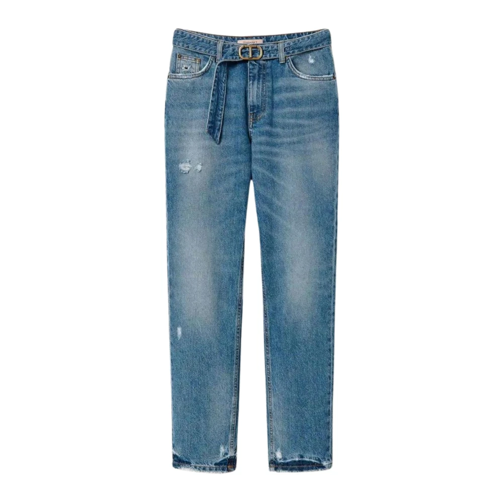 Twinset Denim Straight Leg Broek Blue Dames