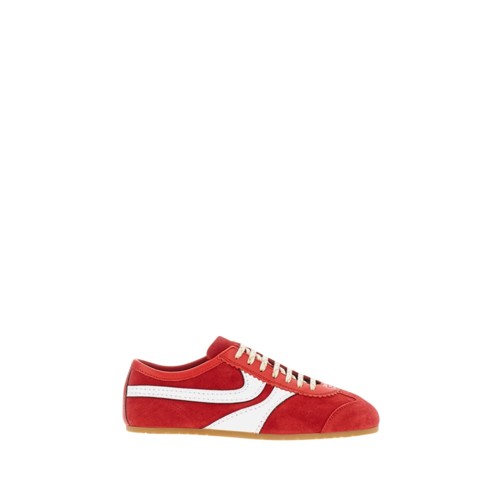 Dries Van Noten Lage suède sneaker Dames Schoenen Rood