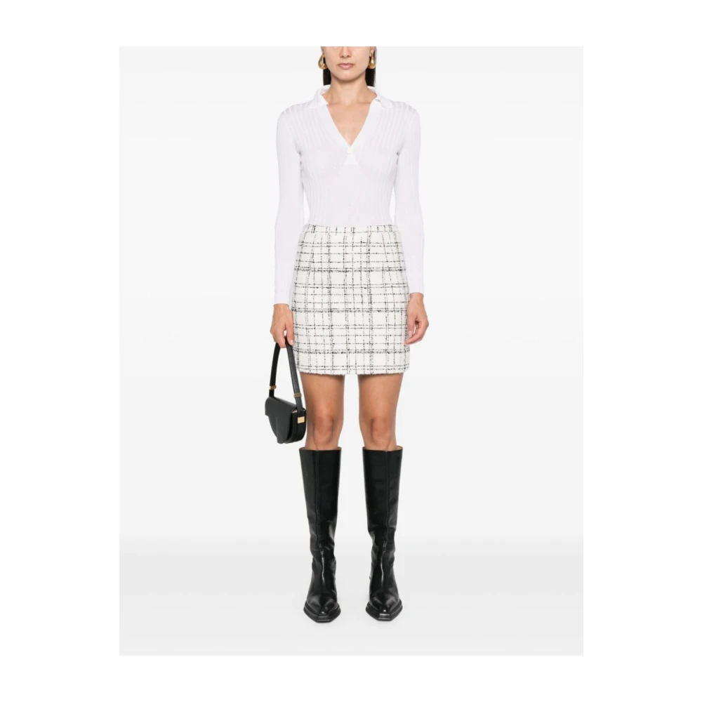 IRO Tweed Check Rok Beige Dames