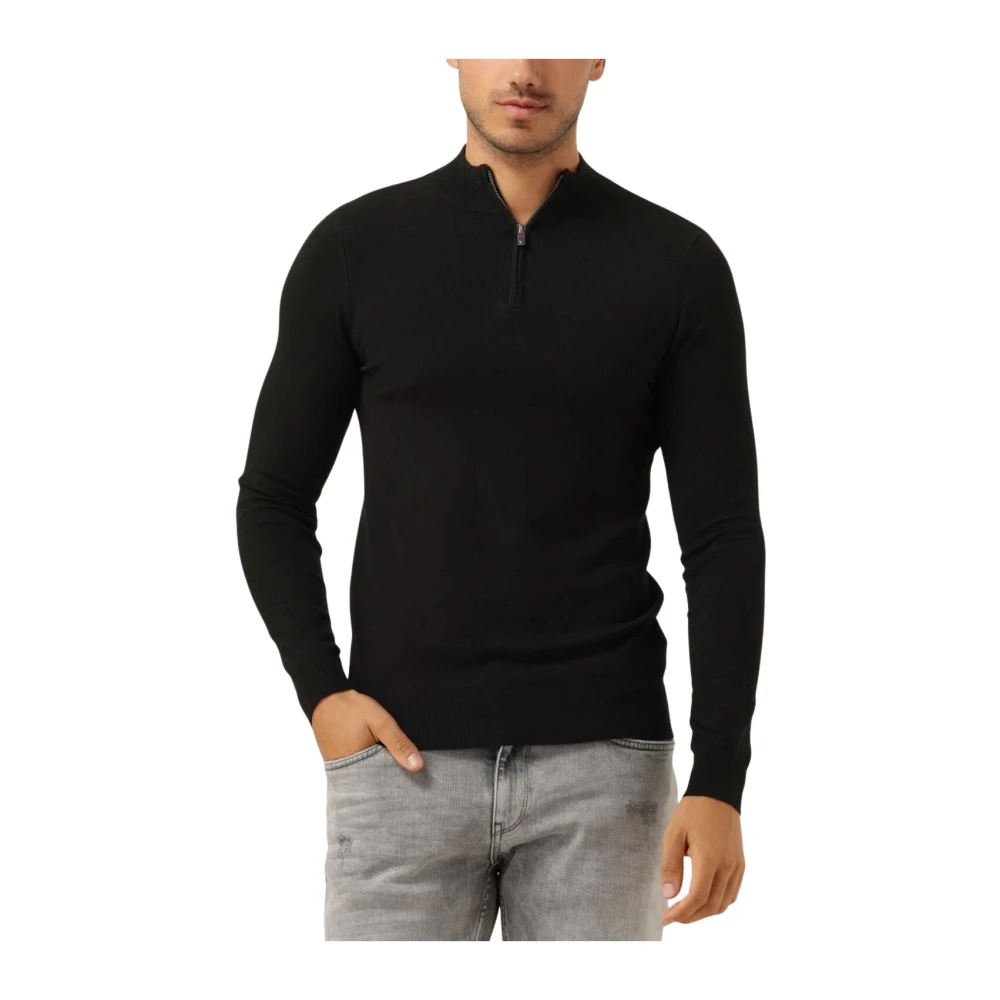 Pure Path Essential Knit Halfzip Sweater Black Heren