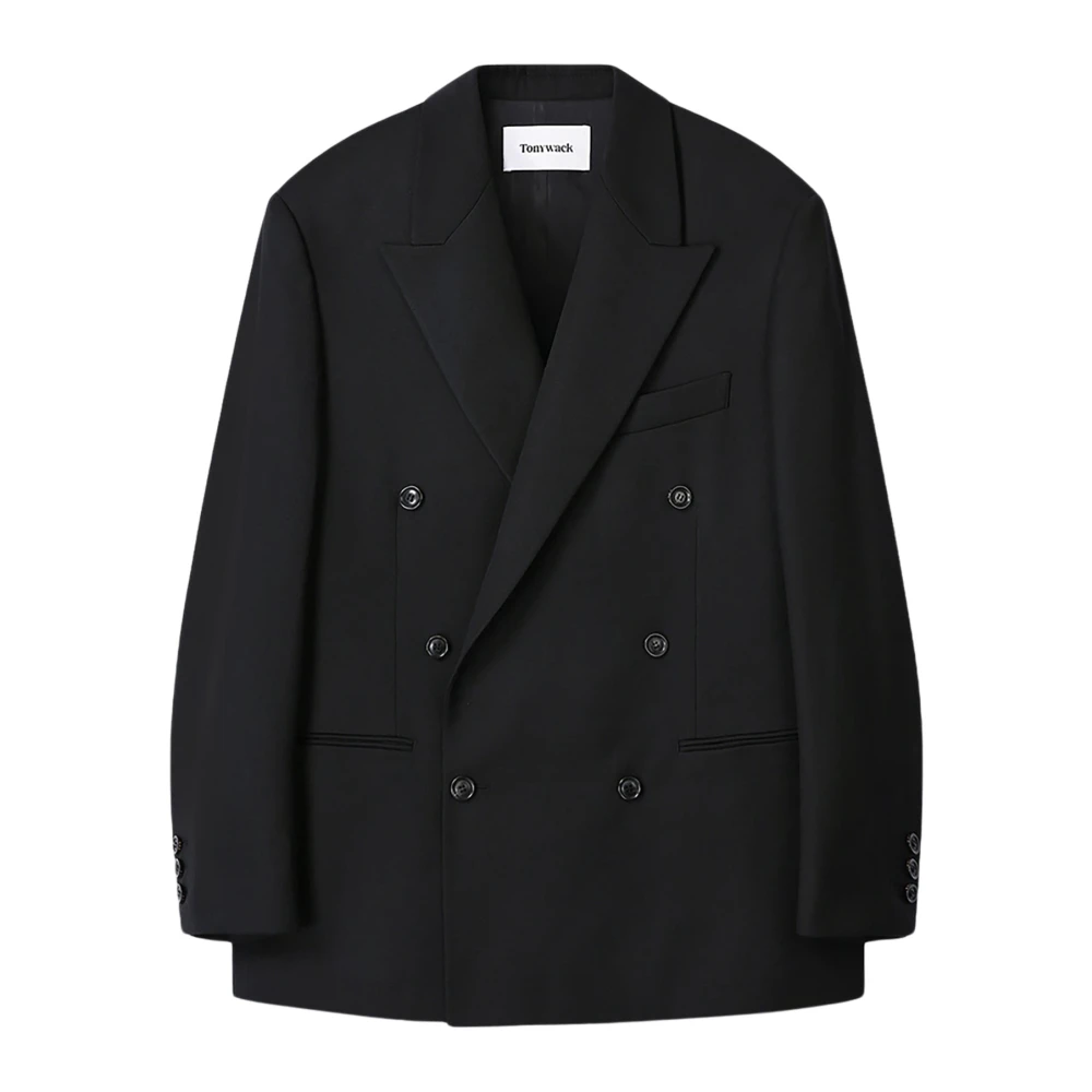 Tonywack Mannelijk Zwart Jassen Heren, S, Wol, Blazer Twill Double-Breasted Tailored Wol