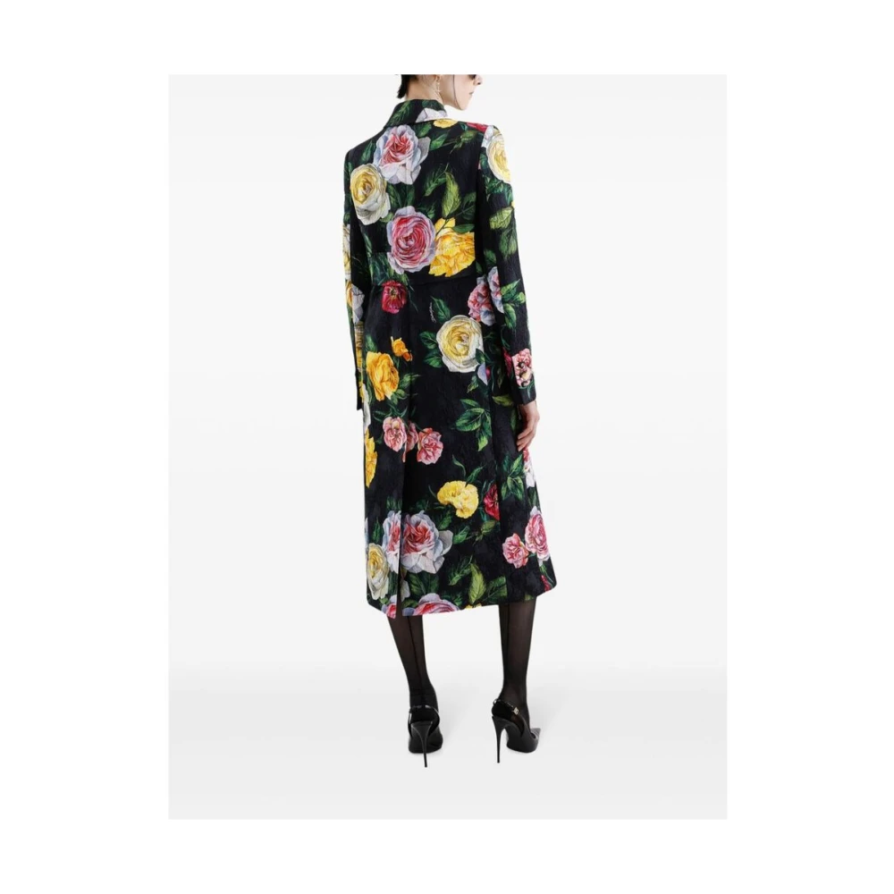 Dolce & Gabbana Bloemenprint Mouwloze Zwarte Jurk Multicolor Dames