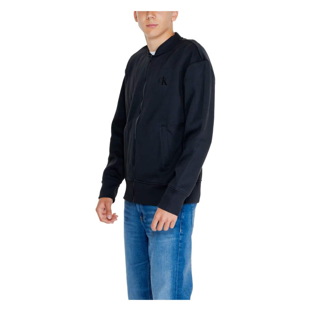 Calvin Klein Jeans Monologo Applique Sweater Herfst Winter Collectie Black Heren