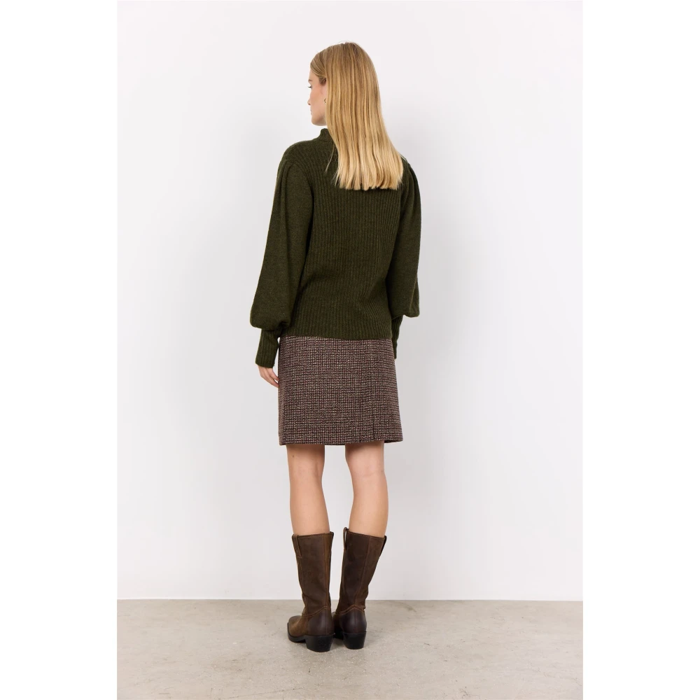 Soyaconcept Groene Gebreide Trui met Ballonmouwen Green Dames