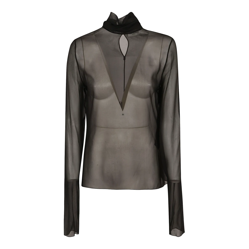 Saint Laurent See-through Blouse Black Dames