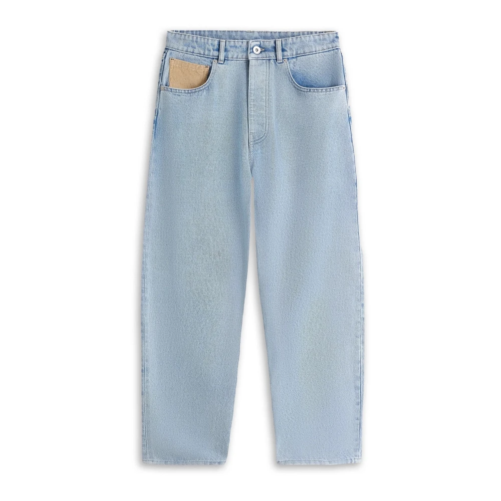 Drole de Monsieur Lichtblauwe Gewassen Jeans met Fluweel Details Blue Heren