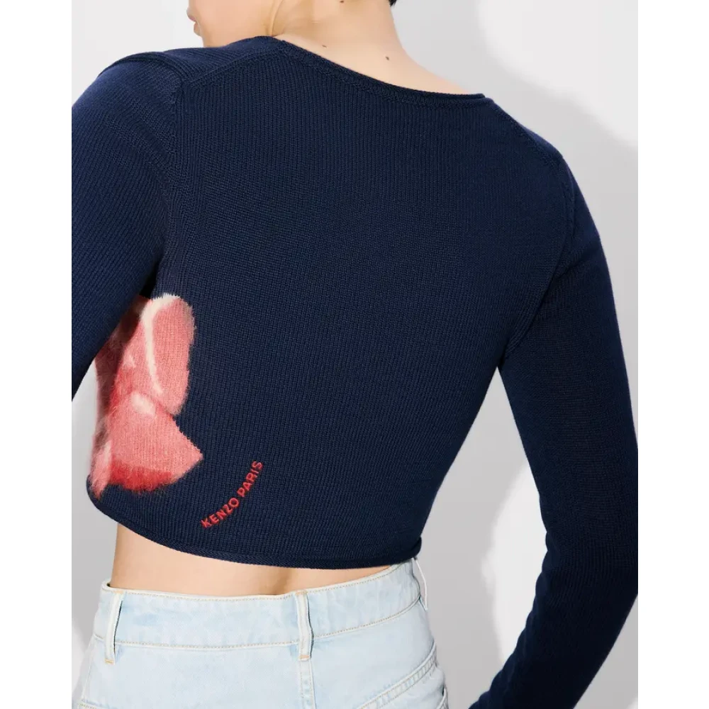 Kenzo Korte Cardigan Rose Katoenen Stof Blue Dames