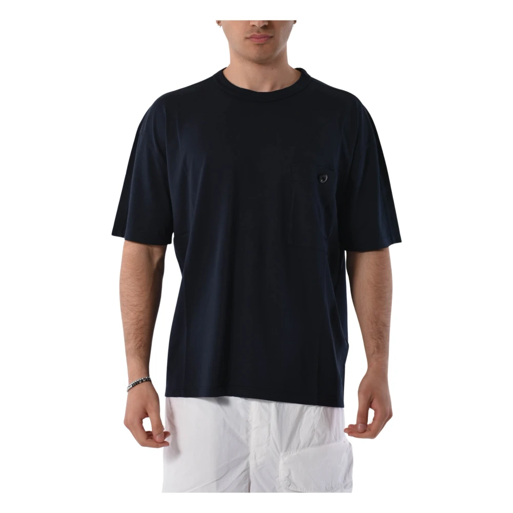 Ten C Katoenen T-shirt met zak en relaxte pasvorm Blue Heren