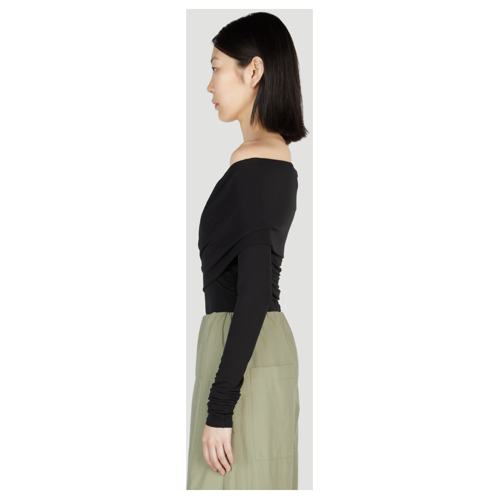 Paris Georgia Gerimpelde V-hals Bodysuit Black Dames