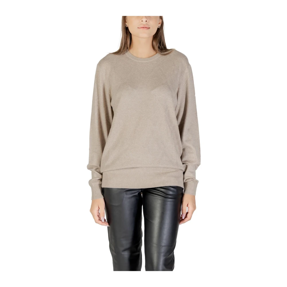Guess Women's Beige Long Sleeve Round Neck Knitwear - Round-Neck Knitwear - S - Knitwear