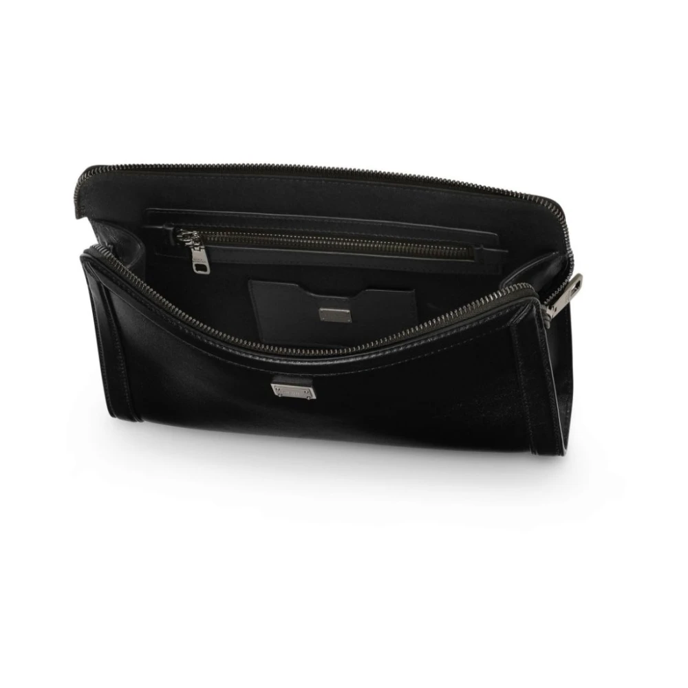 Dolce & Gabbana Zwarte Leren Pols Tas Black Heren