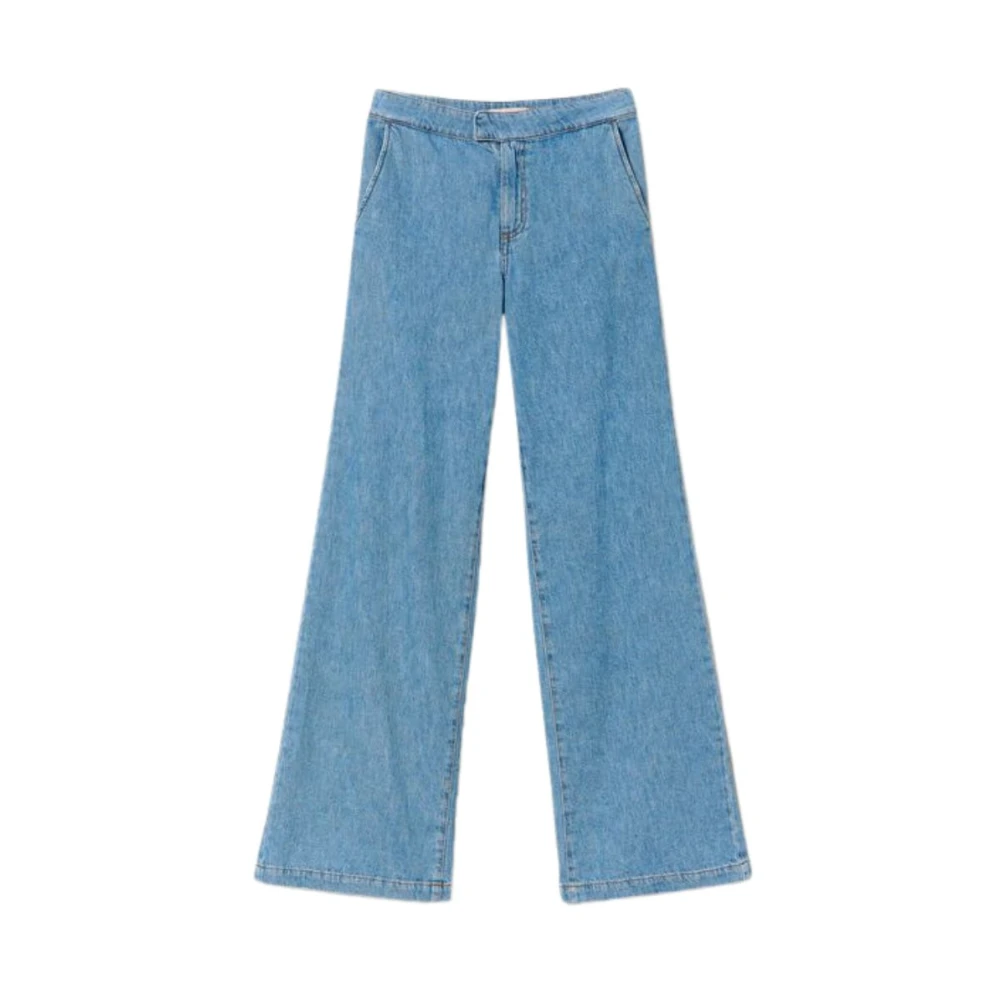 Twinset Women's Blue Straight Leg Denim Trousers - Wide Jeans - W29 - Jeans