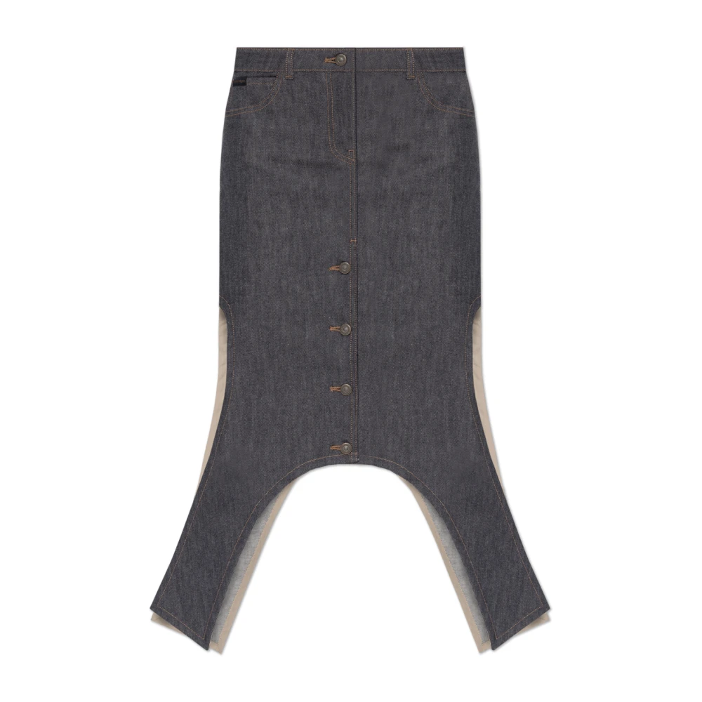 Courrèges Donna Blu Gonna In Denim Con Orlo Asimmetrico