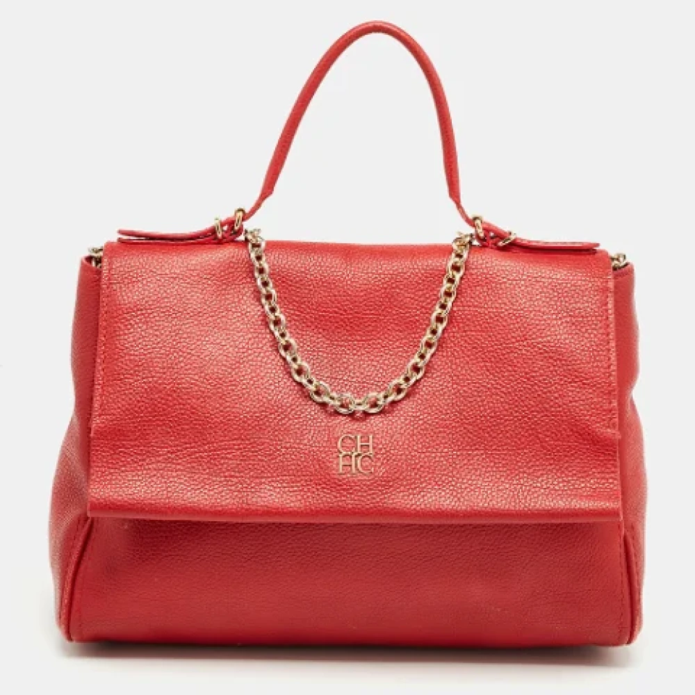Carolina Herrera Pre-owned Leather handbags Red Dames