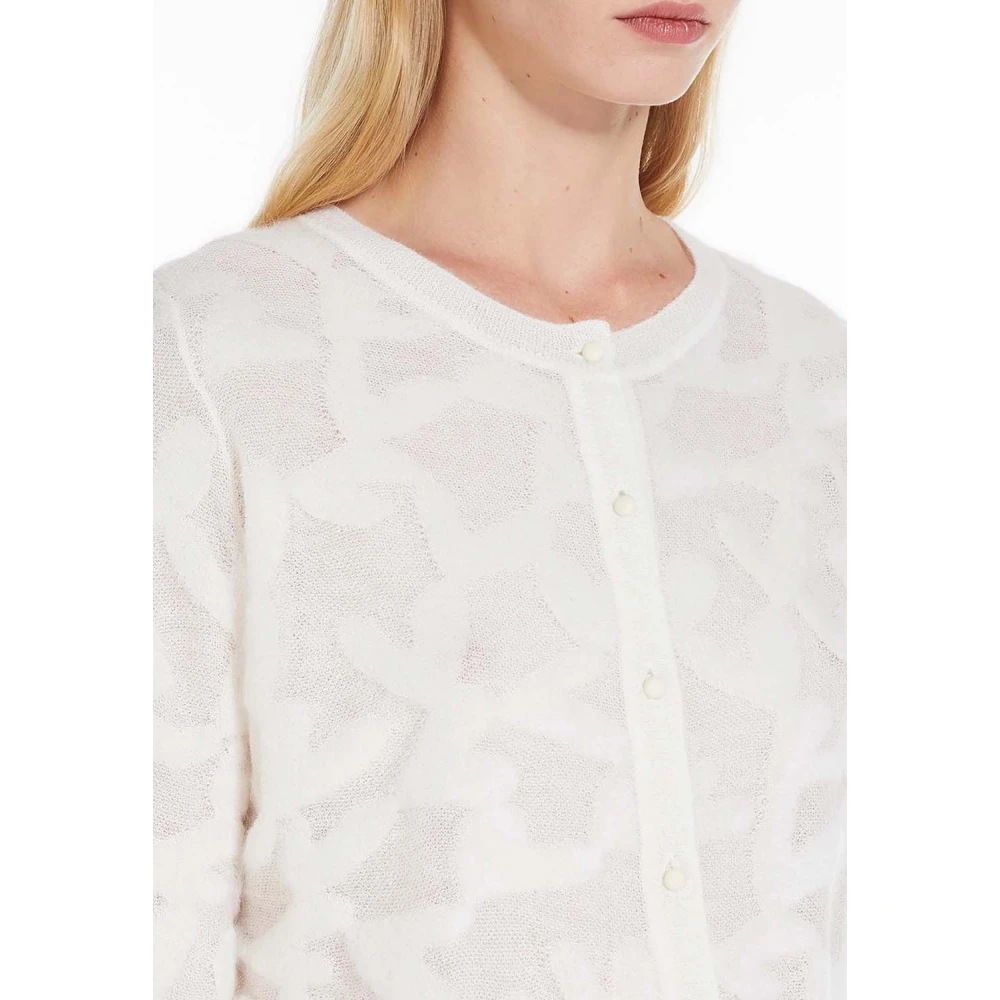 Max Mara Witte Cardigan met Jacquard Patroon White Dames