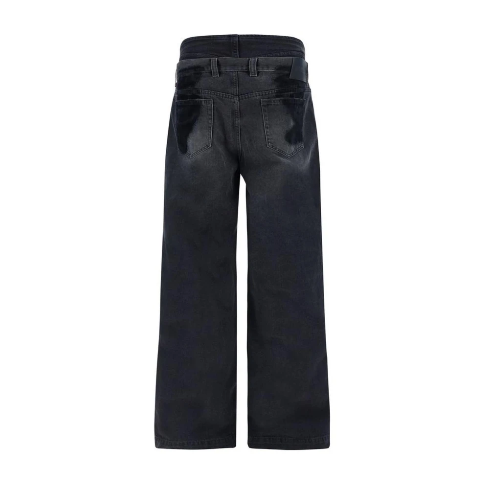 The Attico Vintage Denim Broek met Dubbele Tailleband Black Dames