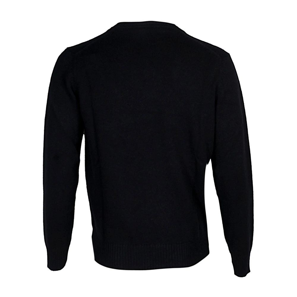 Kangra Kasjmier en wol basic ronde hals trui Black Heren