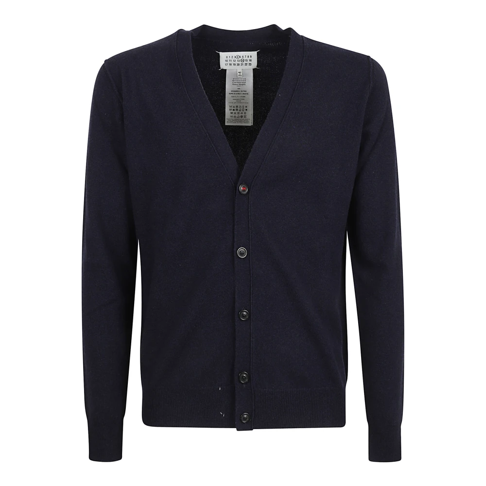 Maison Margiela Blauwe Kasjmier Cardigan met Geribbelde Details Blue Heren