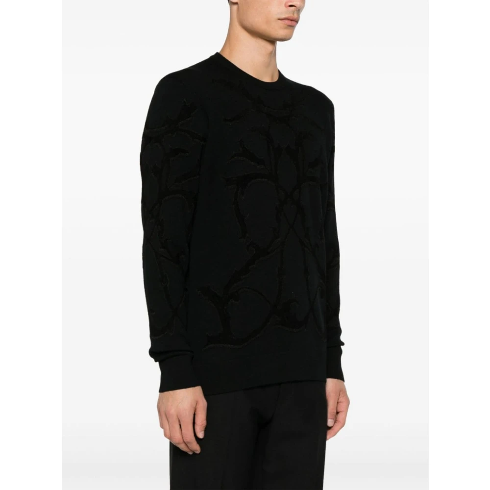 Versace Acanthus Wollen Trui Zwart Black Heren