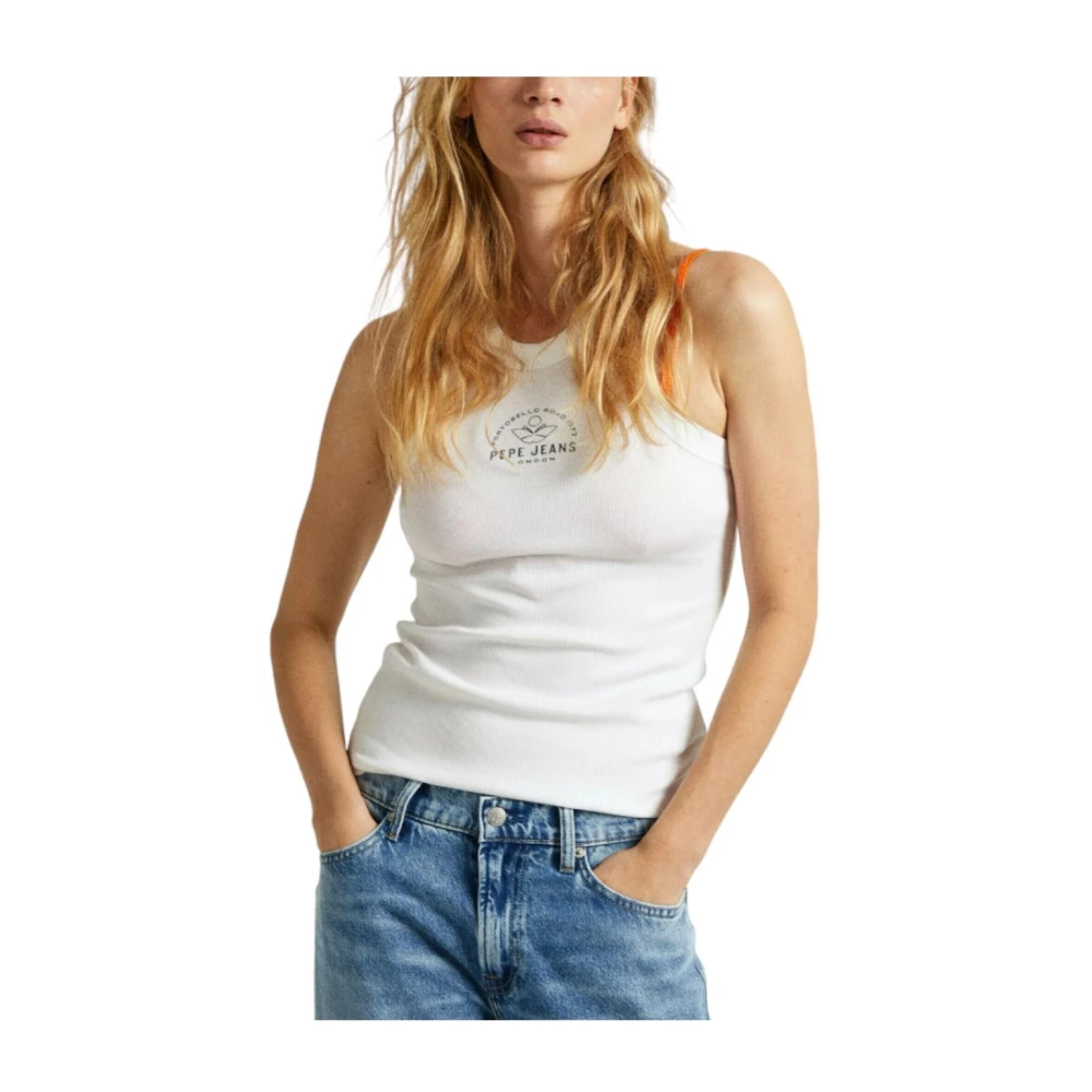 Pepe Jeans Women's White Kate Sleeveless Top - Sleeveless Tops - Xs - Tops