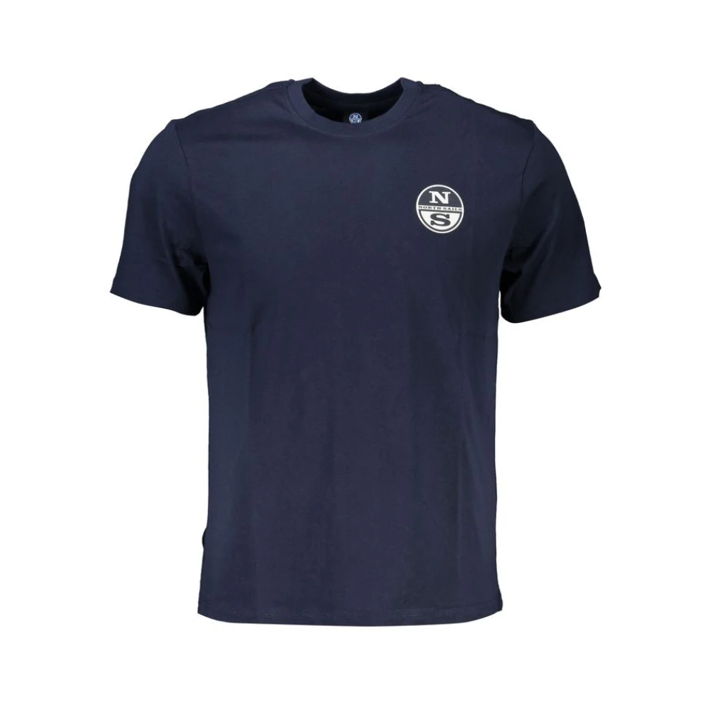 North Sails Blauw Katoen Print Logo T-Shirt Blue Heren