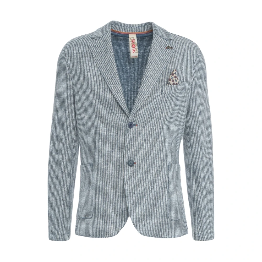 BOB Blauwe Linnen Blend Blazer 'Jake' Blue Heren