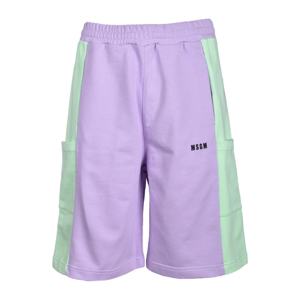 Msgm Katoenen Bermuda Shorts Purple Heren