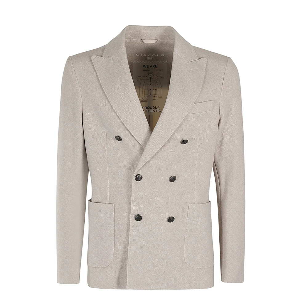 Circolo 1901 Men's Beige Blazers, 2XL, Double-Breasted Jacket