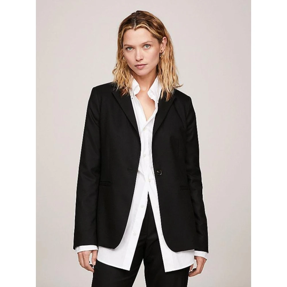 Tommy Hilfiger Reguliere Blazer voor Core Collectie Black Dames
