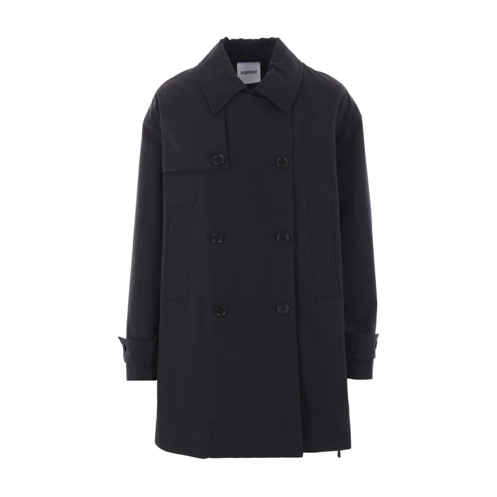 Aspesi Navy Blauwe Korte Trenchcoat Blue Dames