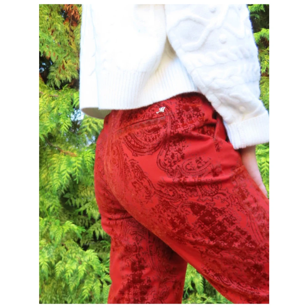 Mason's Slimme Velvet New York Broek met Kasjmier Motief Red Dames