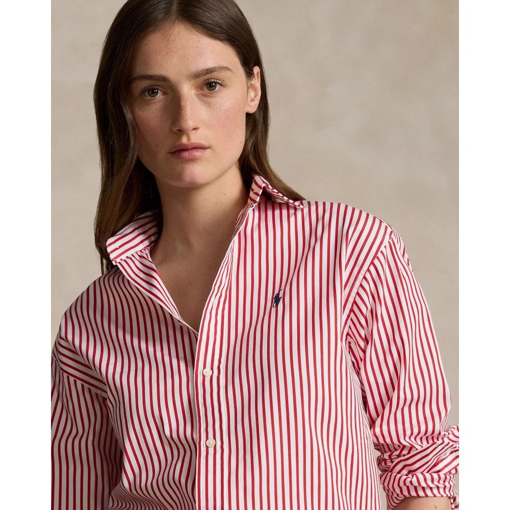 Polo Ralph Lauren Gestreept katoenen overhemd met relaxte pasvorm Red Dames