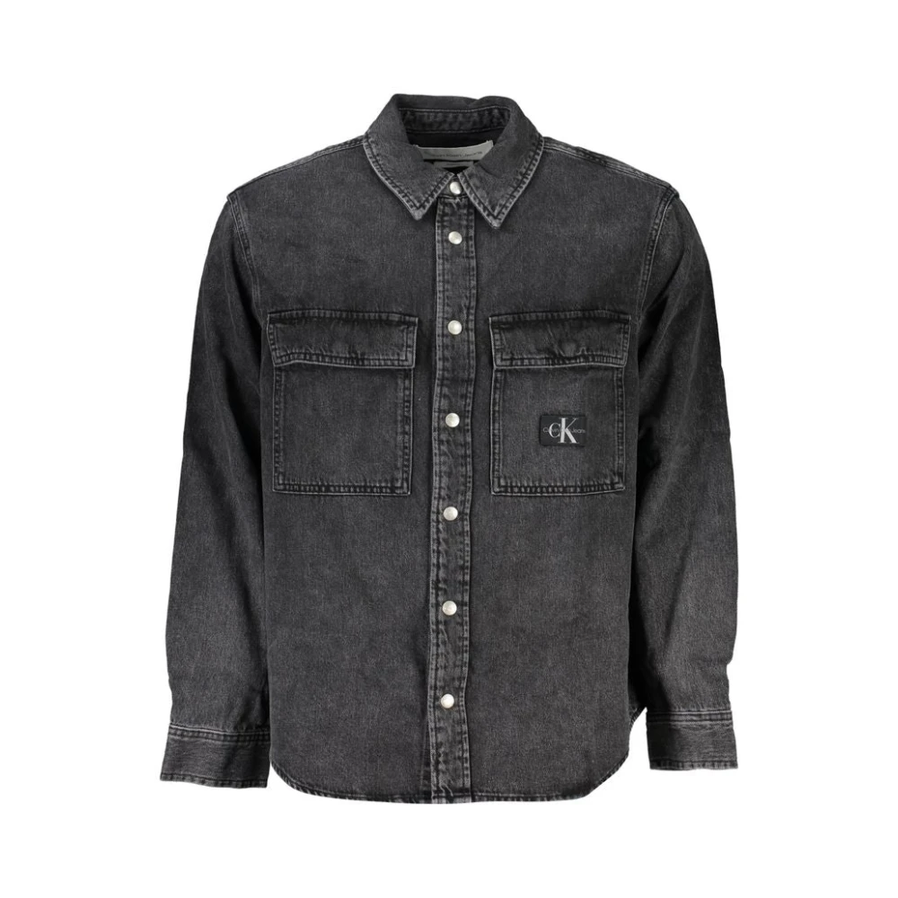 Calvin Klein Zwart denim overhemd met verfijnde details Black Heren