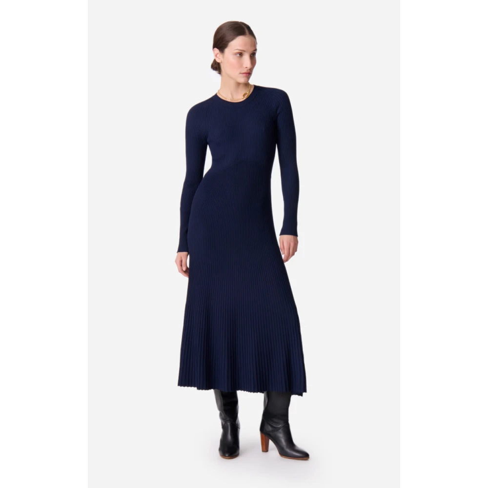 Vanessa Bruno Navy Blauwe Gebreide Jurk Elegante Stijl Blue Dames