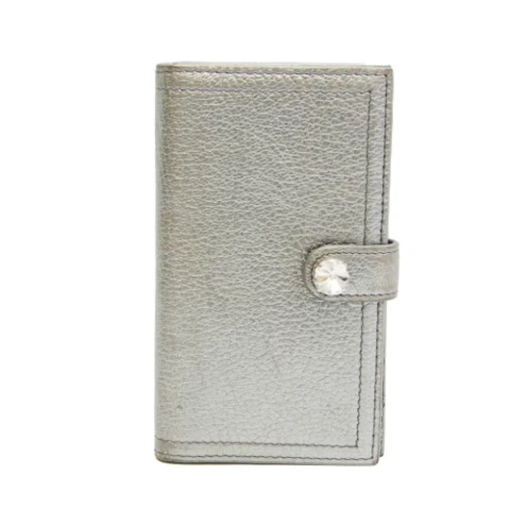 Miu Pre-owned Leather wallets Gray Dames