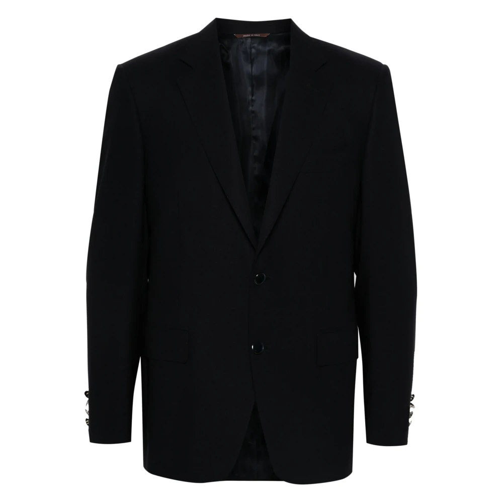 Canali Klassieke wollen blazer met 2 knopen Blue Heren