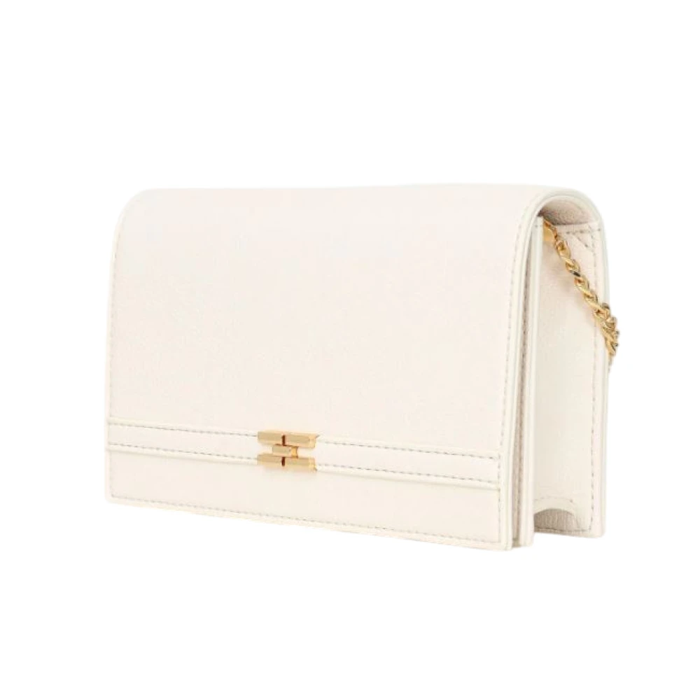 Elisabetta Franchi Zwarte Schoudertas met Logosluiting Beige Dames