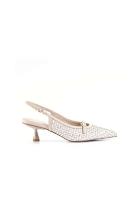 Vävd Nude Slingback Klackar