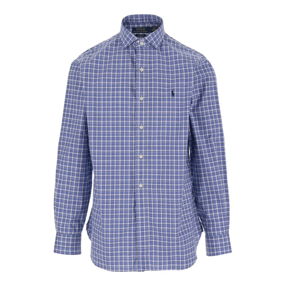 Polo Ralph Lauren Geruite katoenen overhemd met logodetail Blue Heren