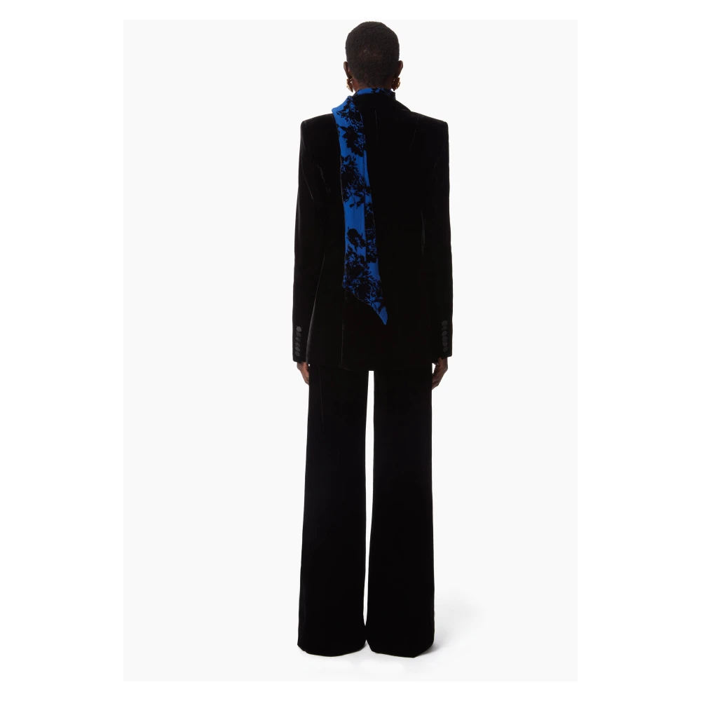 Nina Ricci Zwart Velvet Double-Breasted Blazer Black Dames