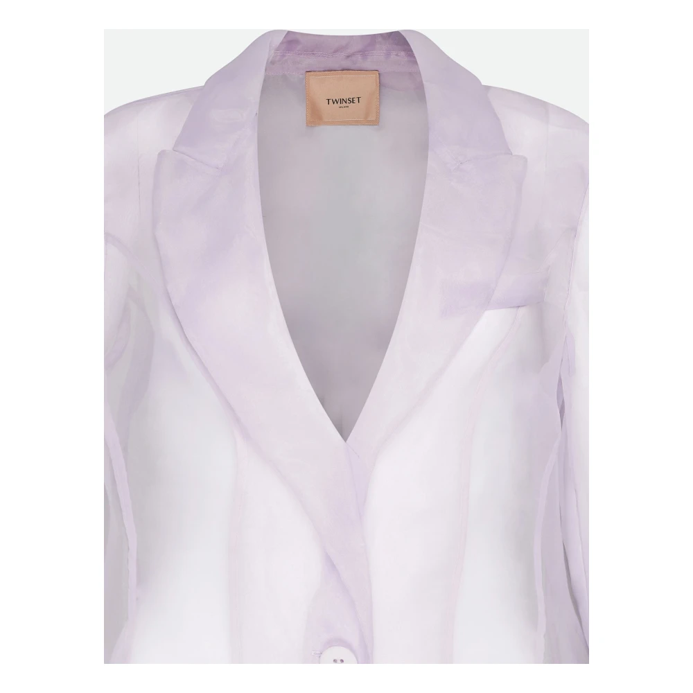 Twinset Doorschijnende Organza Blazer in Lila Purple Dames