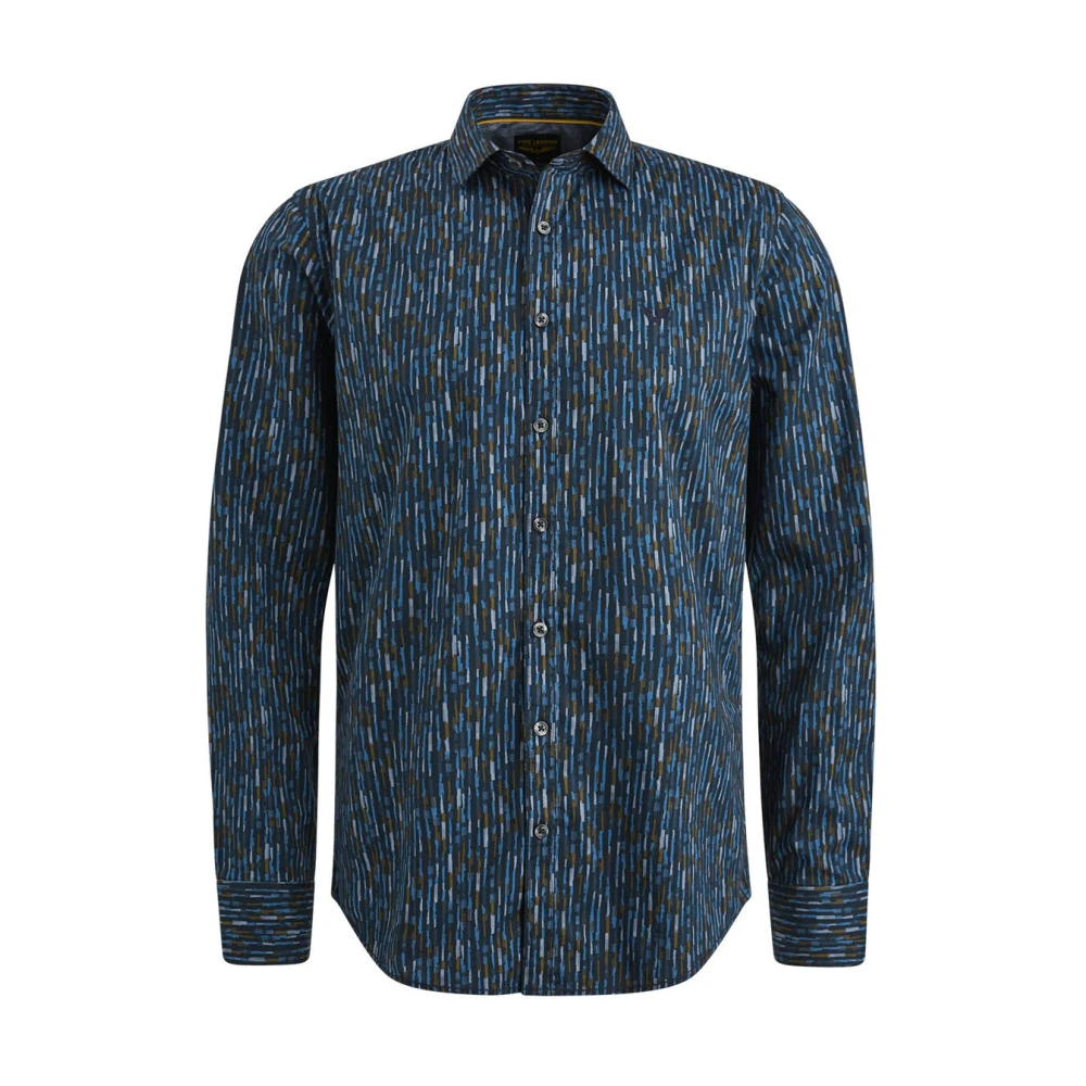 PME Legend Gedrukt lang mouw poplin overhemd Blue Heren